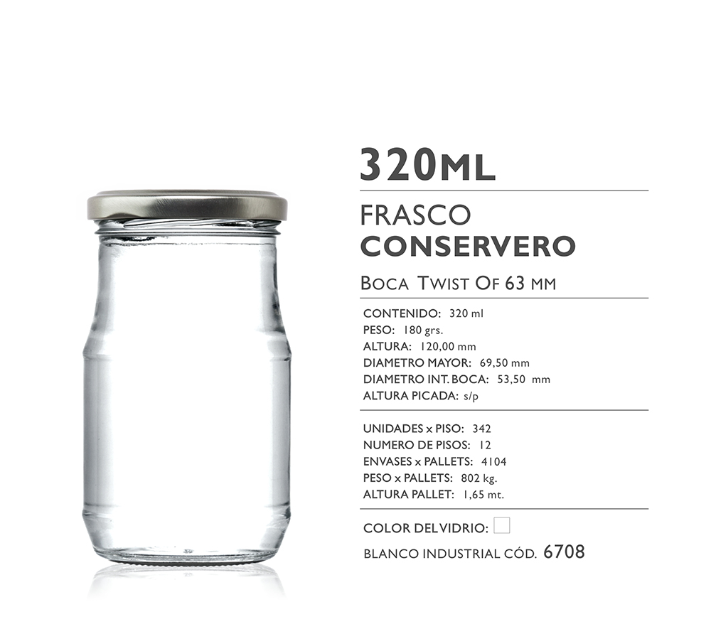 Frascos de Vidrio 320 ml